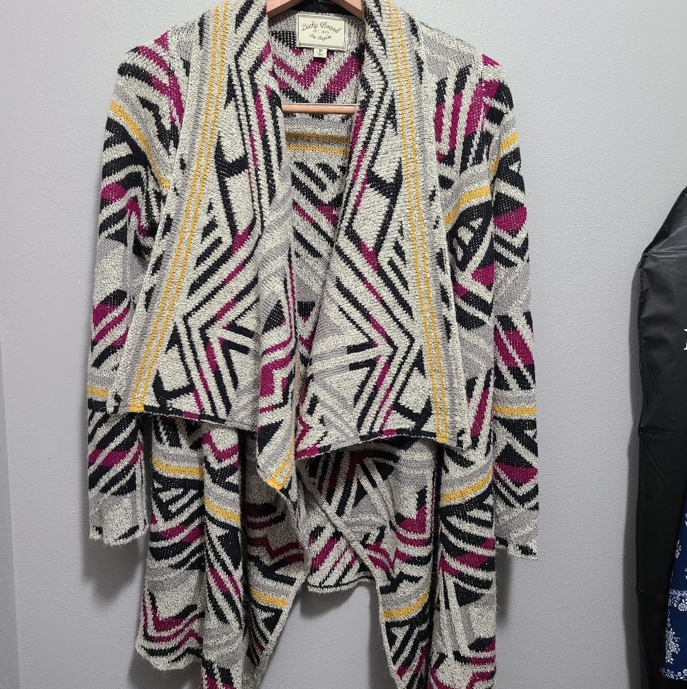 Lucky Brand Intarsia Open Front Cardigan